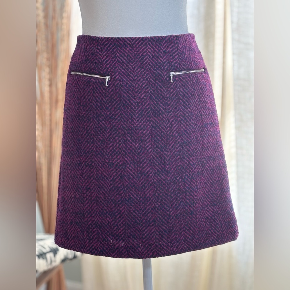 NWT LOFT Purple & Pink Tweed Mini Pencil Skirt Lined Size 2P